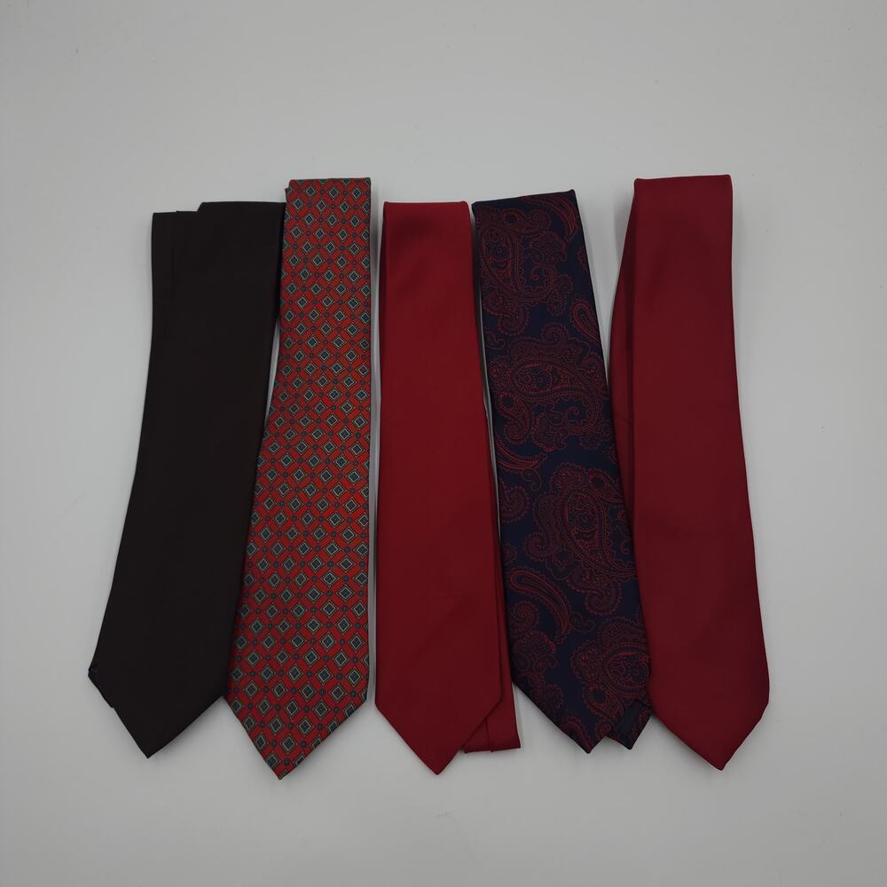 Vintage Bundle of Five Neck Ties in Red Brown Theme